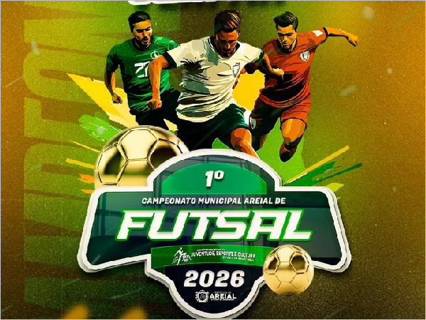 1º Campeonato Municipal de Futsal de Areial promete movimentar a cidade em 2026