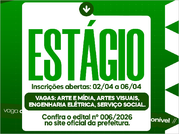 Prefeitura de Areial lança novas inscrições para o Programa de Estágio 2026